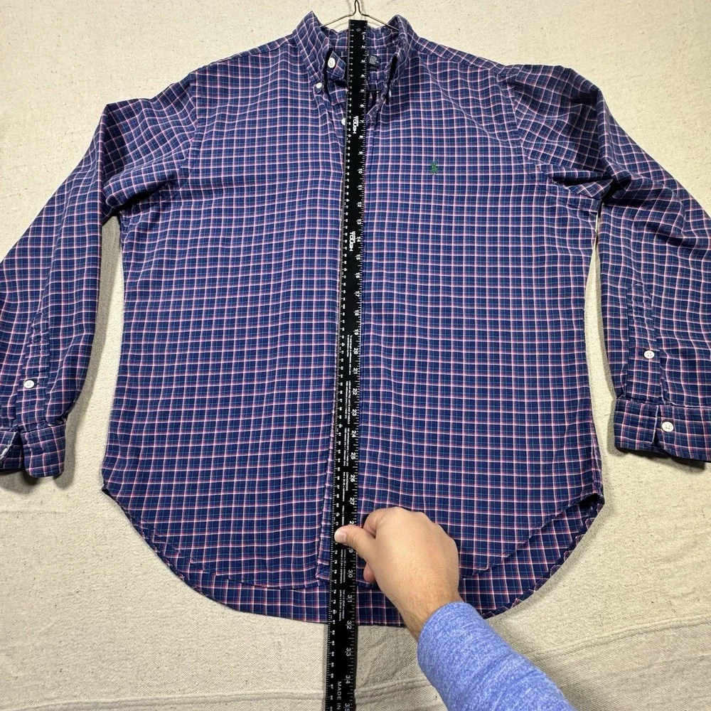 Polo Ralph Lauren Size L Green Navy Plaid Poplin‎ Long Sleeve Button Down Shirt